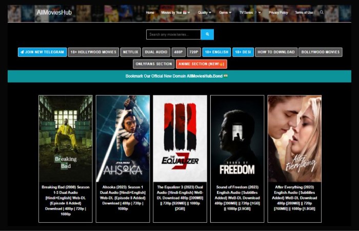 AllMoviesHub Torrent website Movie